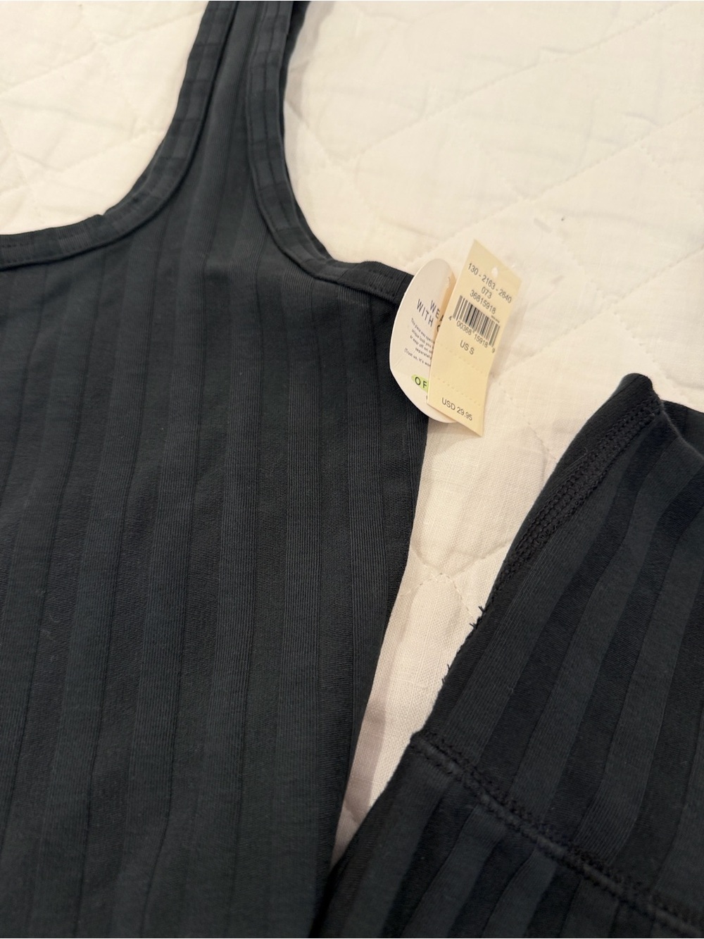 aerie Black Ribbed Tank Crop & Wide Leg Pants Set - Picture 2 of 4